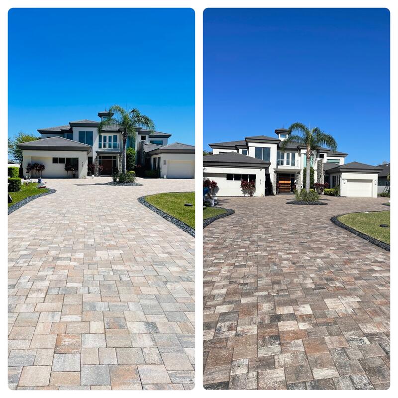 Large paver driveway sealing